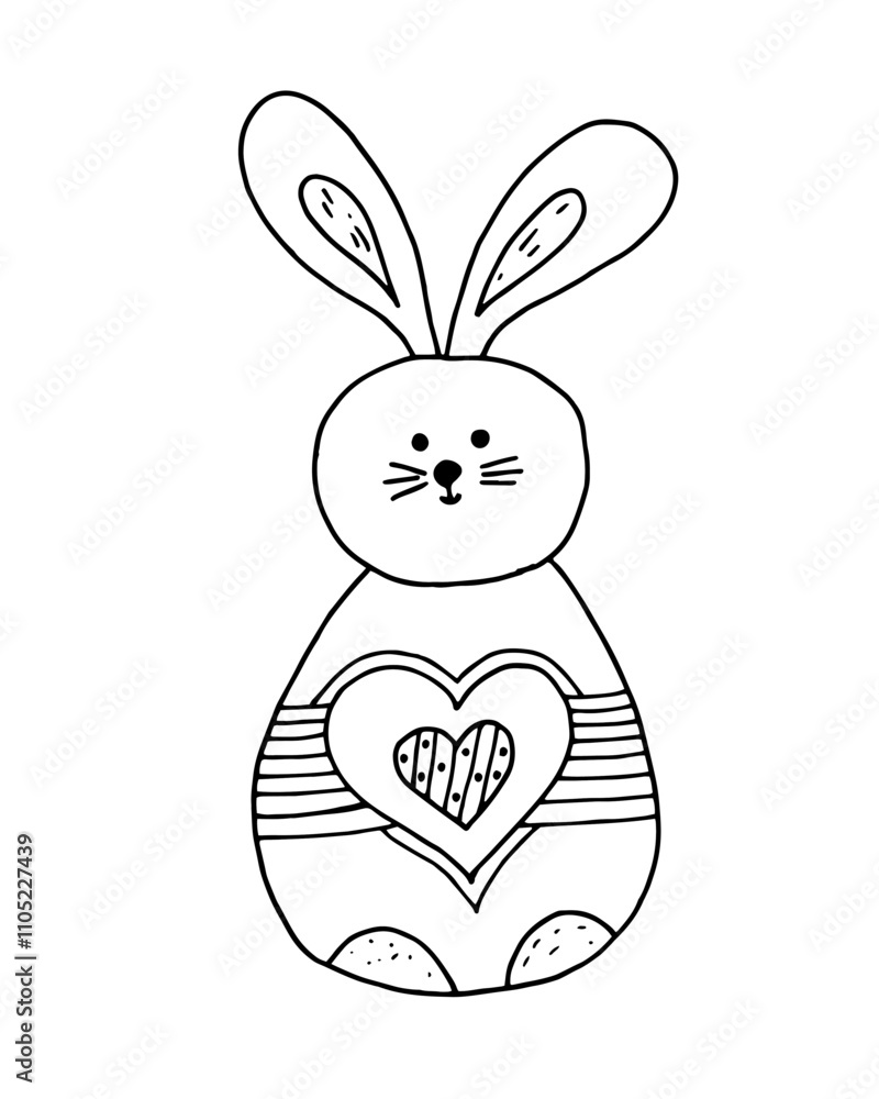 Obraz premium Single cute rabbit drawing for Easter holiday. Can be used for cover design, poster, poster, decoupage, postcard, things.
