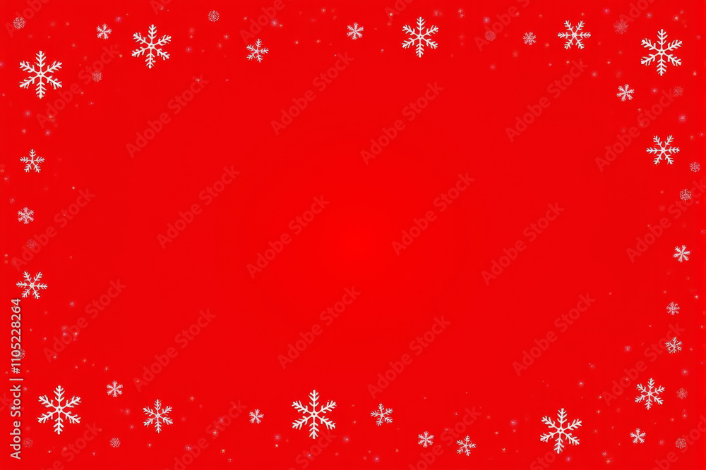 A festive Christmas background with a bright red backdrop and a frame of silver snowflakes and dots. A festive Christmas background with a bright red backdrop and a frame of silver snowflakes and dots.