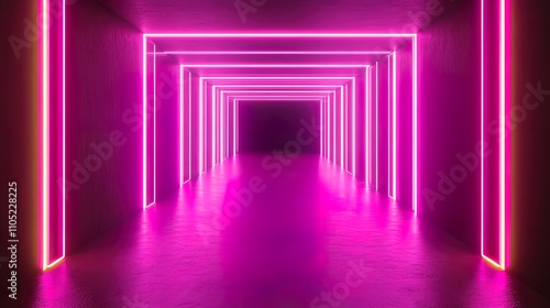 Neon Corridor in Pink and Black