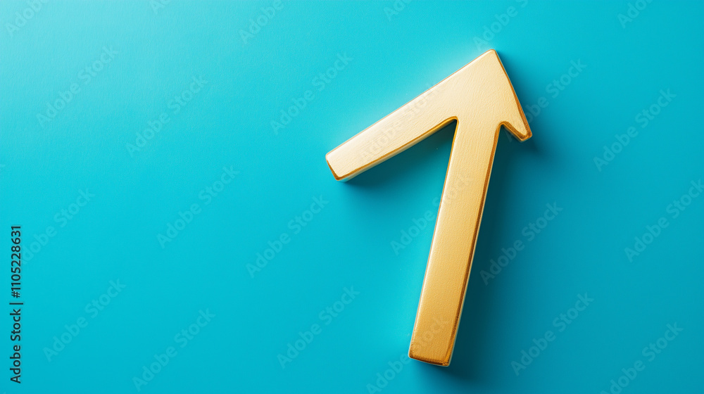 Solid gold upward arrow on a blue background symbolizing growth and success Solid gold upward arrow on a blue background symbolizing growth and success