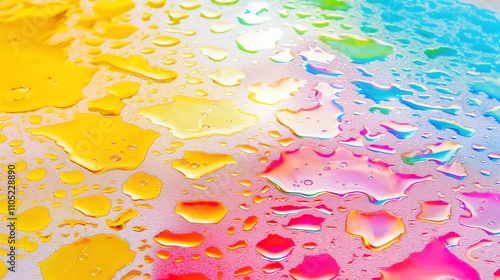 Close-up of oil droplets on the water surface creating colorful rainbow patterns. Environmental protection,scientific research,environmental pollution, sustainable development, natural resources photo