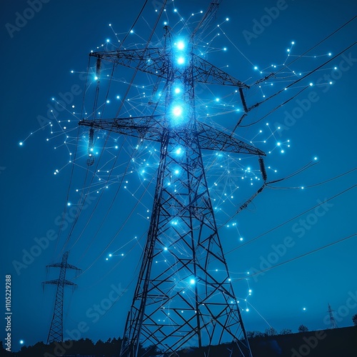 Digital image of the brain with a network-like structure. The brain is connected to a database, artificial intelligence, neural networks, or advanced processing.