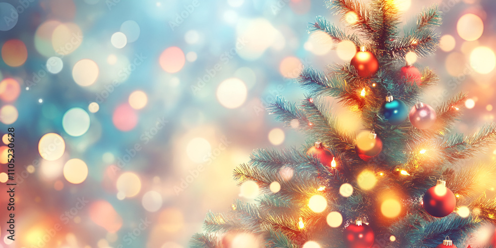 Sparkling Christmas Tree with Colorful Lights and Festive Atmosphere Sparkling Christmas Tree with Colorful Lights and Festive Atmosphere