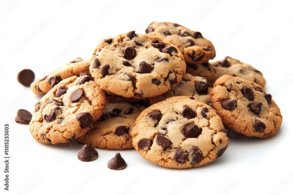 Stack of chocolate chip cookies isolated on white background Stack of chocolate chip cookies isolated on white background