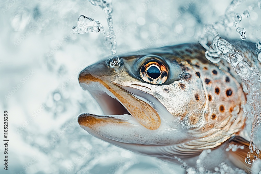 Sea trout with water splashes on a white background. Sea trout with water splashes on a white background.