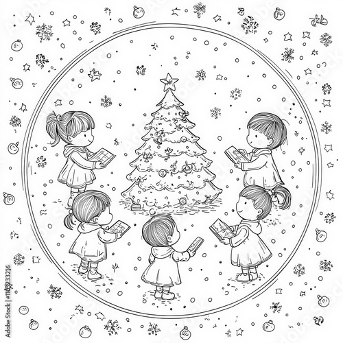 Children singing around a C...