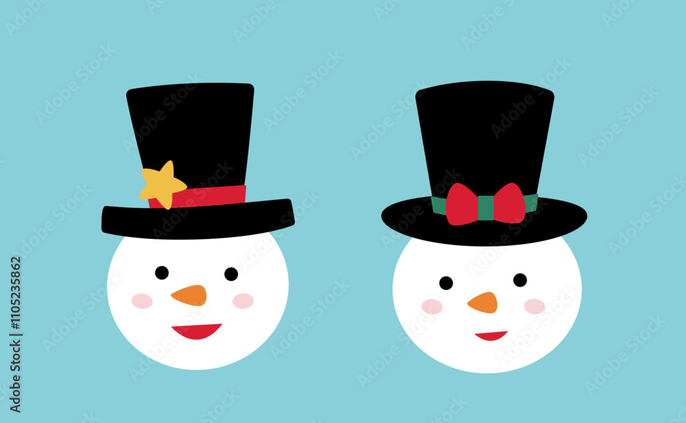 Cute Christmas snowmen head set flat vector illustration.
Winter holiday snowman face cartoon.
Good for card,poster, banner, leaflet . Cute Christmas snowmen head set flat vector illustration.
Winter holiday snowman face cartoon.
Good for card,poster, banner, leaflet .