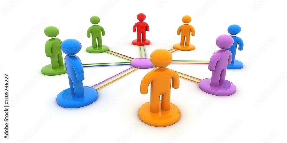 Colorful figures connected by lines illustrating social media networks and interactions. Internet,digital age, globalization,online connections Colorful figures connected by lines illustrating social media networks and interactions. Internet,digital age, globalization,online connections