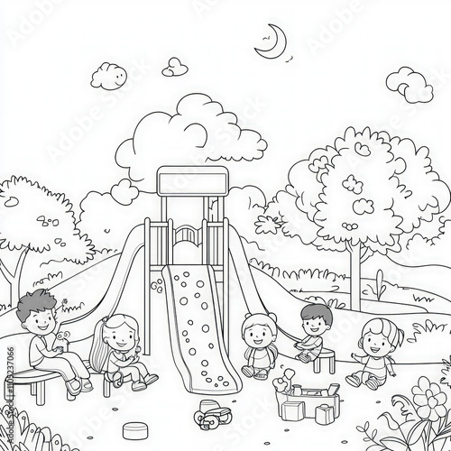 A playground full of childr...