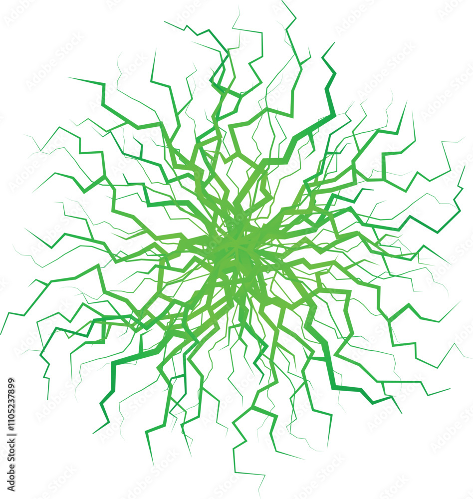 Glowing green lightnings. Magic energy ball sparks Glowing green lightnings. Magic energy ball sparks