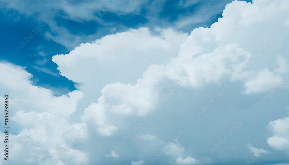 Naklejka premium Magical white clouds floating, showcasing the beauty of the vast sky.