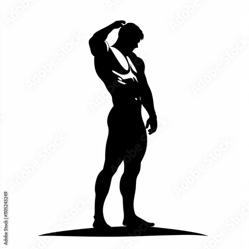 Wrestling Silhouette, Illus...