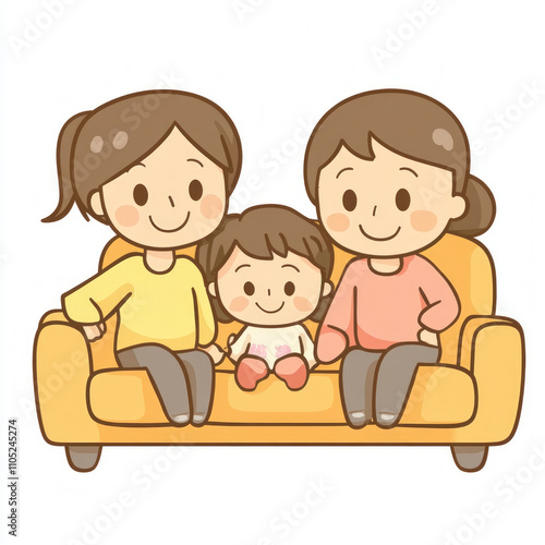 Family On Sofa Isolated