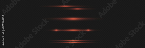 Set of red lines, neon light effect.
