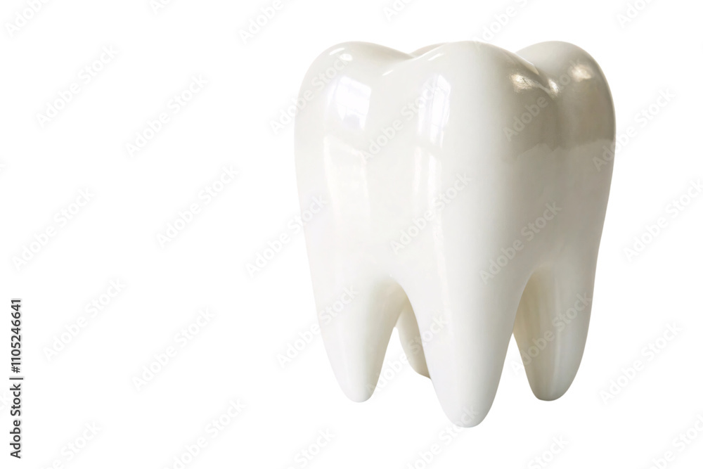 High-quality ceramic molar model, slightly angled for a different perspective. Lustrous white surface showcases dental precision and craftsmanship, isolated on a transparent background High-quality ceramic molar model, slightly angled for a different perspective. Lustrous white surface showcases dental precision and craftsmanship, isolated on a transparent background