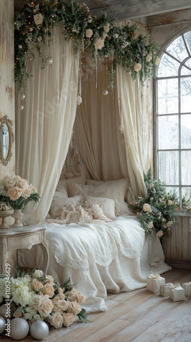 romantic bedroom setting wi...