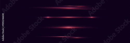 Set of red lines, neon light effect.