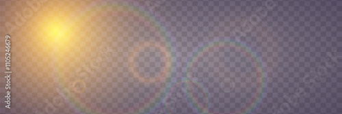 Lens light effect and light flash. On a transparent background.