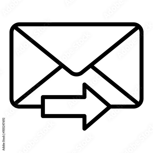 Outgoing Mail Vector Line Icon Design