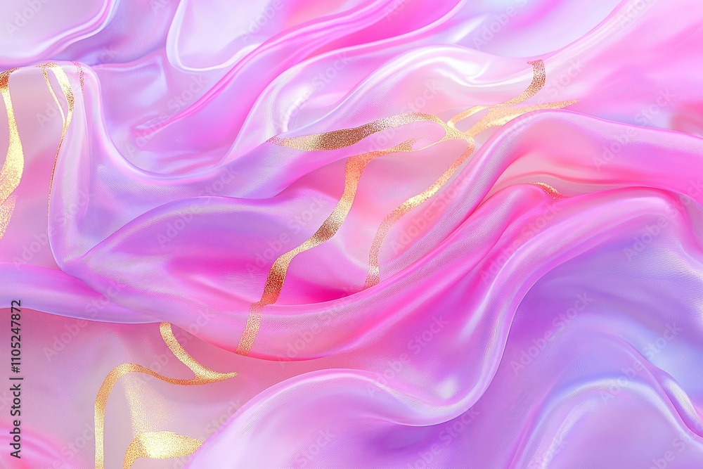 Obraz premium A soft, swirling pastel gradient resembling liquid marble, with delicate hints of gold shimmer