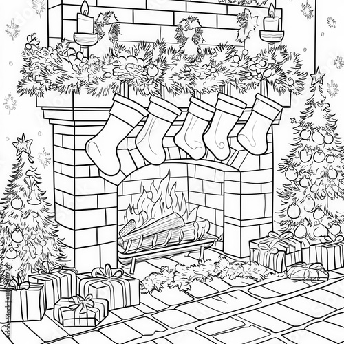 A festive fireplace with st...