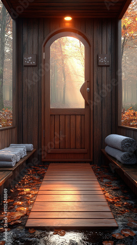 An inviting sauna scene dur...