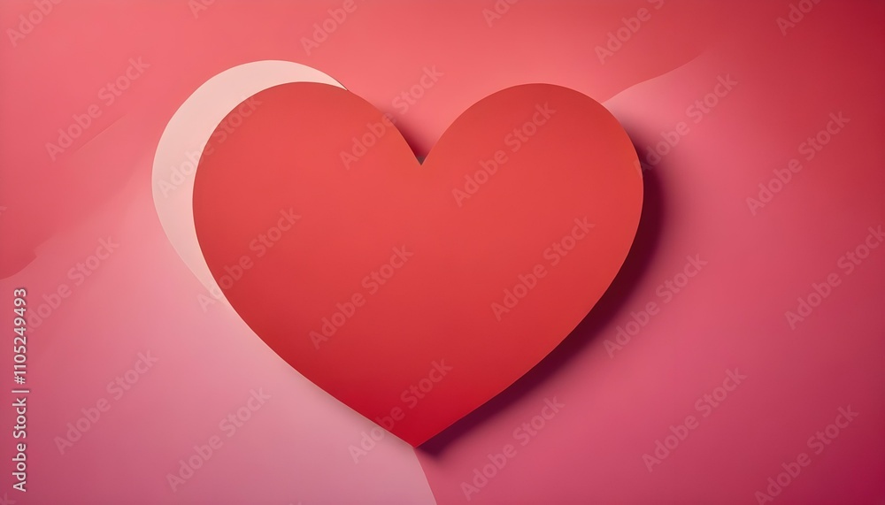Un gran recorte de papel rojo en forma de corazón sobre un fondo rosa y rojo Un gran recorte de papel rojo en forma de corazón sobre un fondo rosa y rojo