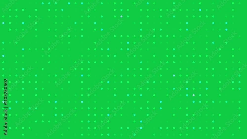 Digital blink dot grid lines motion graphics with green screen background