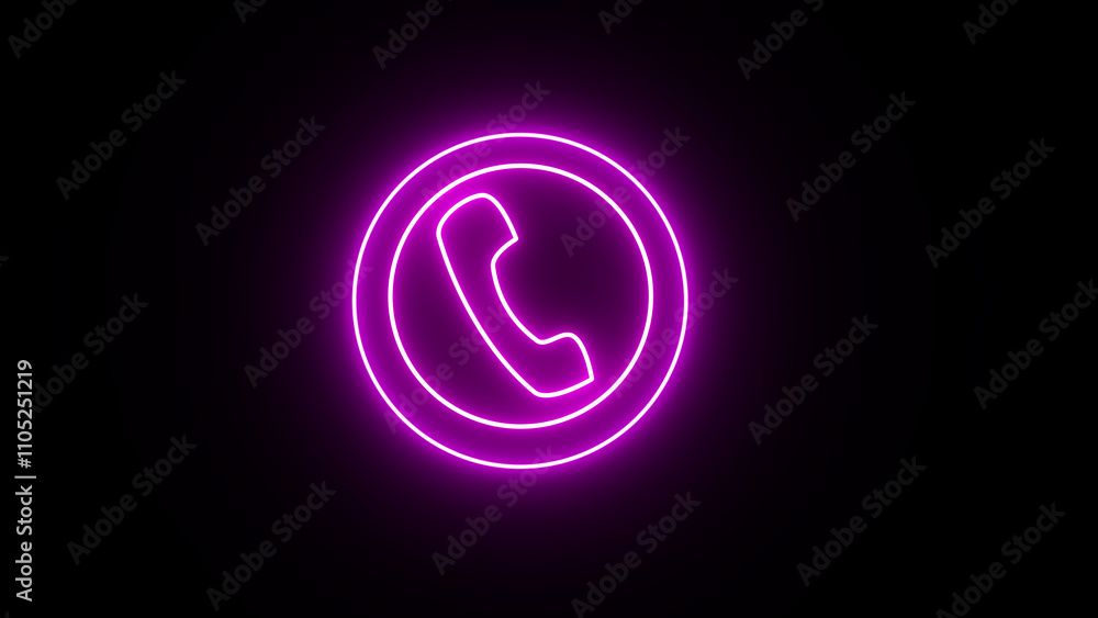 Neon purple color call icon. Neon purple color call icon.