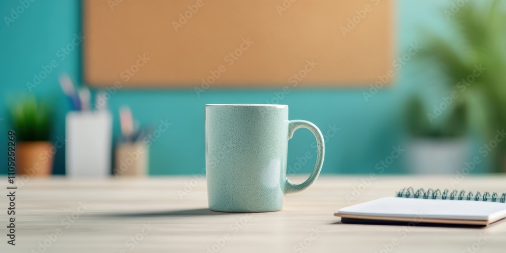 Fototapeta premium Focused workspace with a corkboard full of private ideas, fostering creativity and thoughtful concentration.
