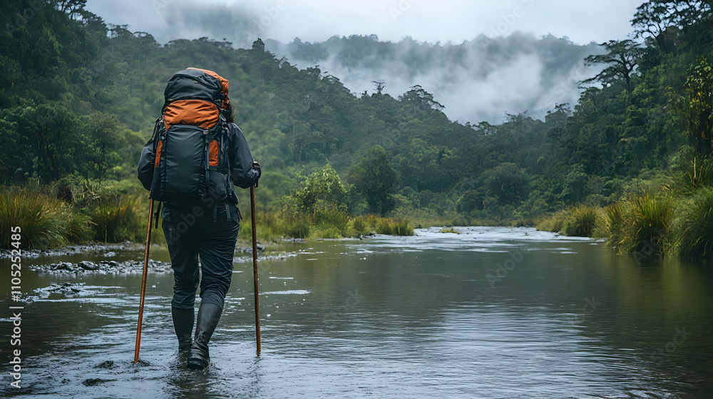 Misty Mountain River Crossing Illustration Misty Mountain River Crossing Illustration