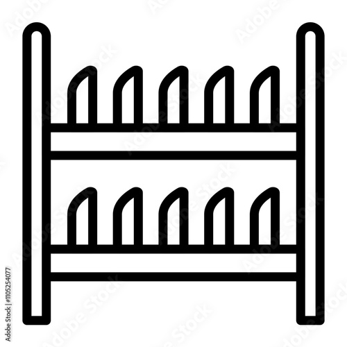Dish Rack Vector Line Icon Design