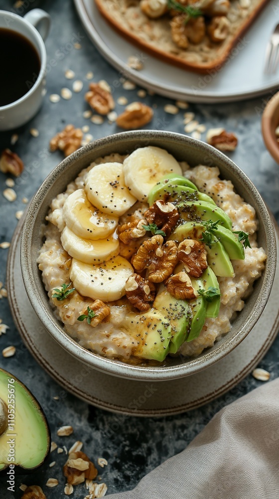 Overnight vegan oatmeal with banana and avocado Overnight vegan oatmeal with banana and avocado
