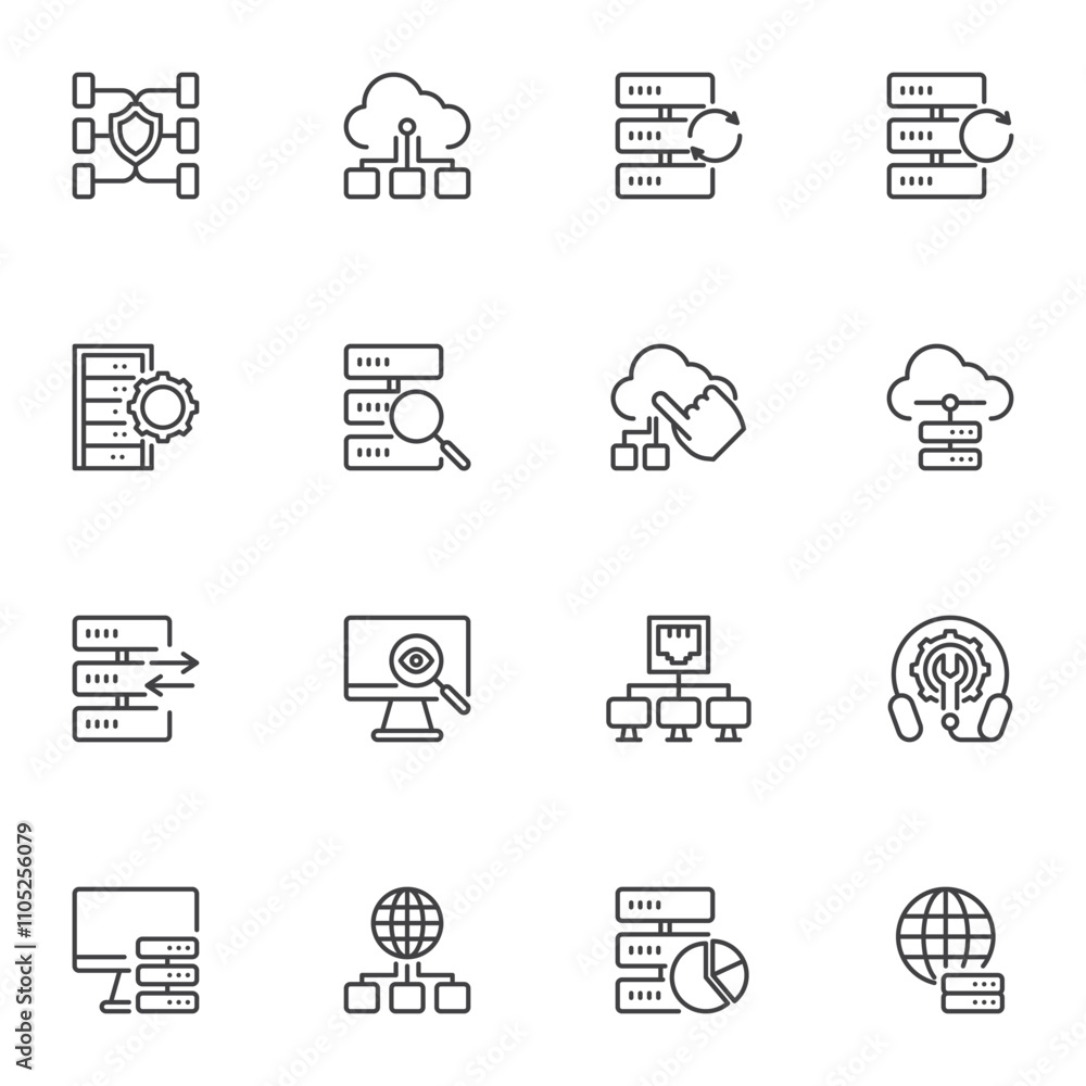 Big Data line icons set Big Data line icons set