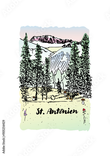 Postkarte St. Antönien Wald Naturkulisse