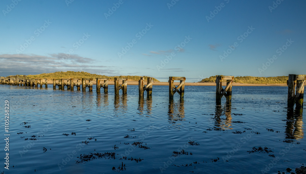 Wooden supports of the old Lossiemouth bridge Wooden supports of the old Lossiemouth bridge