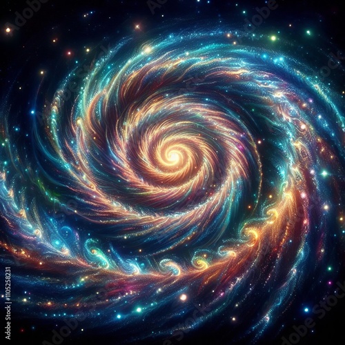 Spiral Galaxy A holographic spiral galaxy its arms swirling outw photo