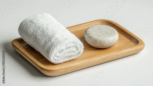 Simple Skincare Routine with Towel and Exfoliating Stone