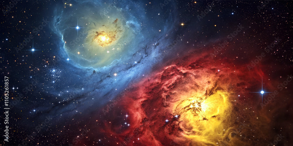 Obraz premium Celestial Symphony, The Enchanting Beauty of Colorful Nebulae and planets in Deep Space In the vast expanse of the universe lies one of nature’s most breathtaking phenomena