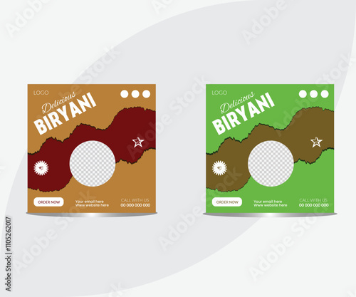 Special healthy biryani social media post design. Biryani Social Media Post Design. food menu social media banner. fast food template design.