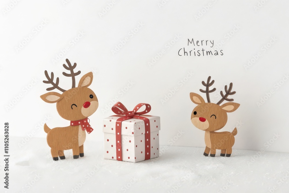 cute cartoon reindeer with gift box merry christmas background cute cartoon reindeer with gift box merry christmas background