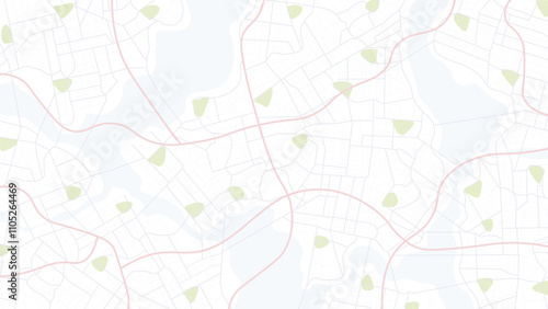 Abstract city map urban streets and road networks. Travel route planning and map navigation concepts. Flat vector illustration