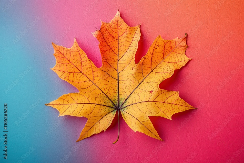 Autumn Leaf Isolated on Colorful Background Autumn Leaf Isolated on Colorful Background