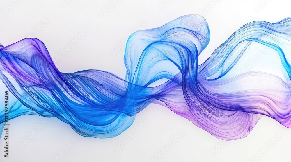custom made wallpaper toronto digitalAbstract art featuring flowing, translucent waves of blue and purple hues against a white background.  The image evokes a sense of movement and fluidity.