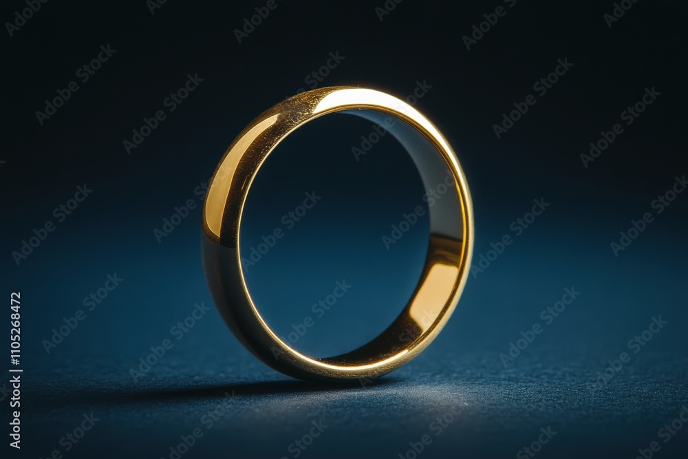 Elegant Gold Ring on Dark Background Emphasizing Its Polished Surface and Reflective Shine, Perfect for Jewelry Lovers and Romantic Celebrations Elegant Gold Ring on Dark Background Emphasizing Its Polished Surface and Reflective Shine, Perfect for Jewelry Lovers and Romantic Celebrations