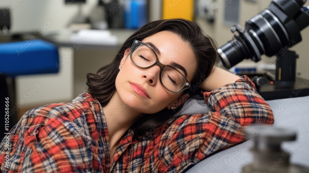 Relaxed Young Woman in Cozy Setting Relaxed Young Woman in Cozy Setting