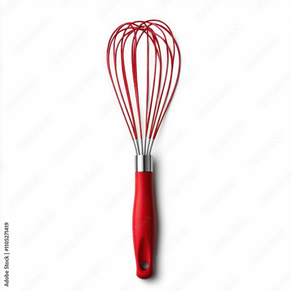 Red Kitchen Whisk Isolated on White Red Kitchen Whisk Isolated on White