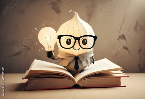 Book With Lighbulb Cartoon Vector Icon Illustration. Object Education Icon Concept Isolated Premium Vector. Flat Cartoon Style