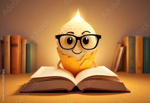 Book With Lighbulb Cartoon Vector Icon Illustration. Object Education Icon Concept Isolated Premium Vector. Flat Cartoon Style