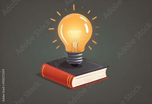 Book With Lighbulb Cartoon Vector Icon Illustration. Object Education Icon Concept Isolated Premium Vector. Flat Cartoon Style